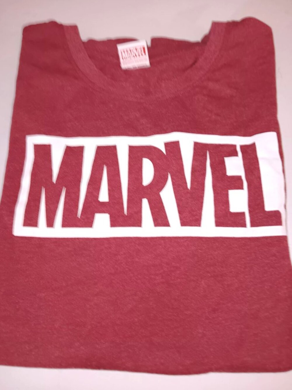 Marvel short sleeved Tee, 60/40, cranberry made in India.